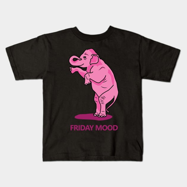 Pink elephant friday mood Kids T-Shirt by Nosa rez